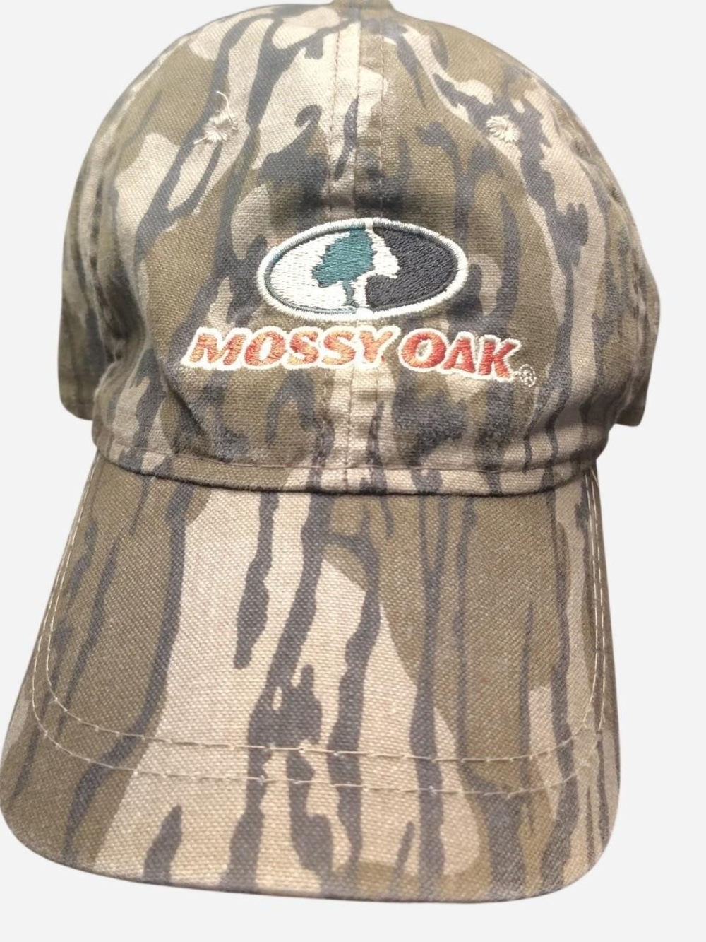 Mossy Oak Black and White Camo Hat with Brand Label